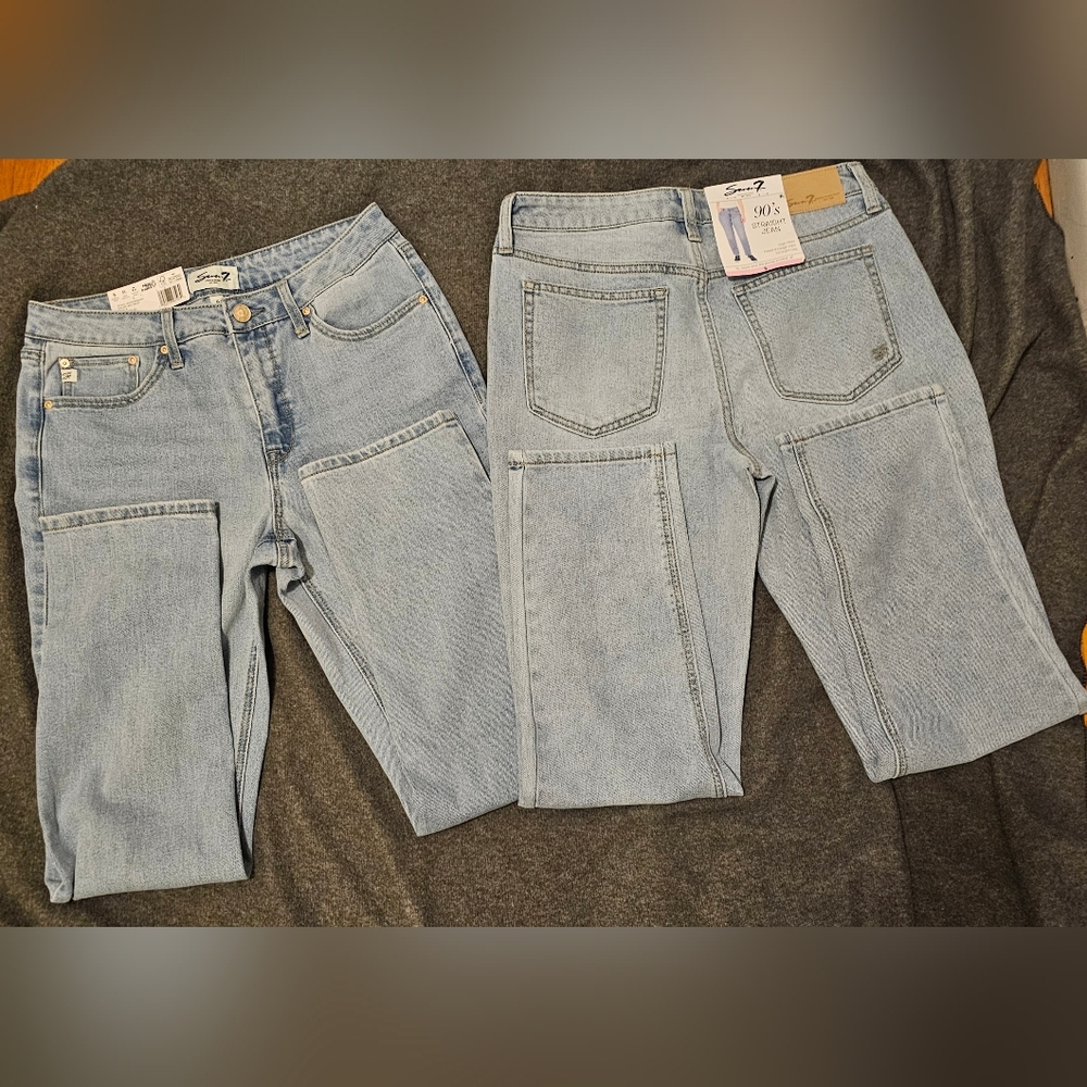 Lot Of 2 Seven7 90's‎ Straight Jeans Blue Women's Size 6 NWT